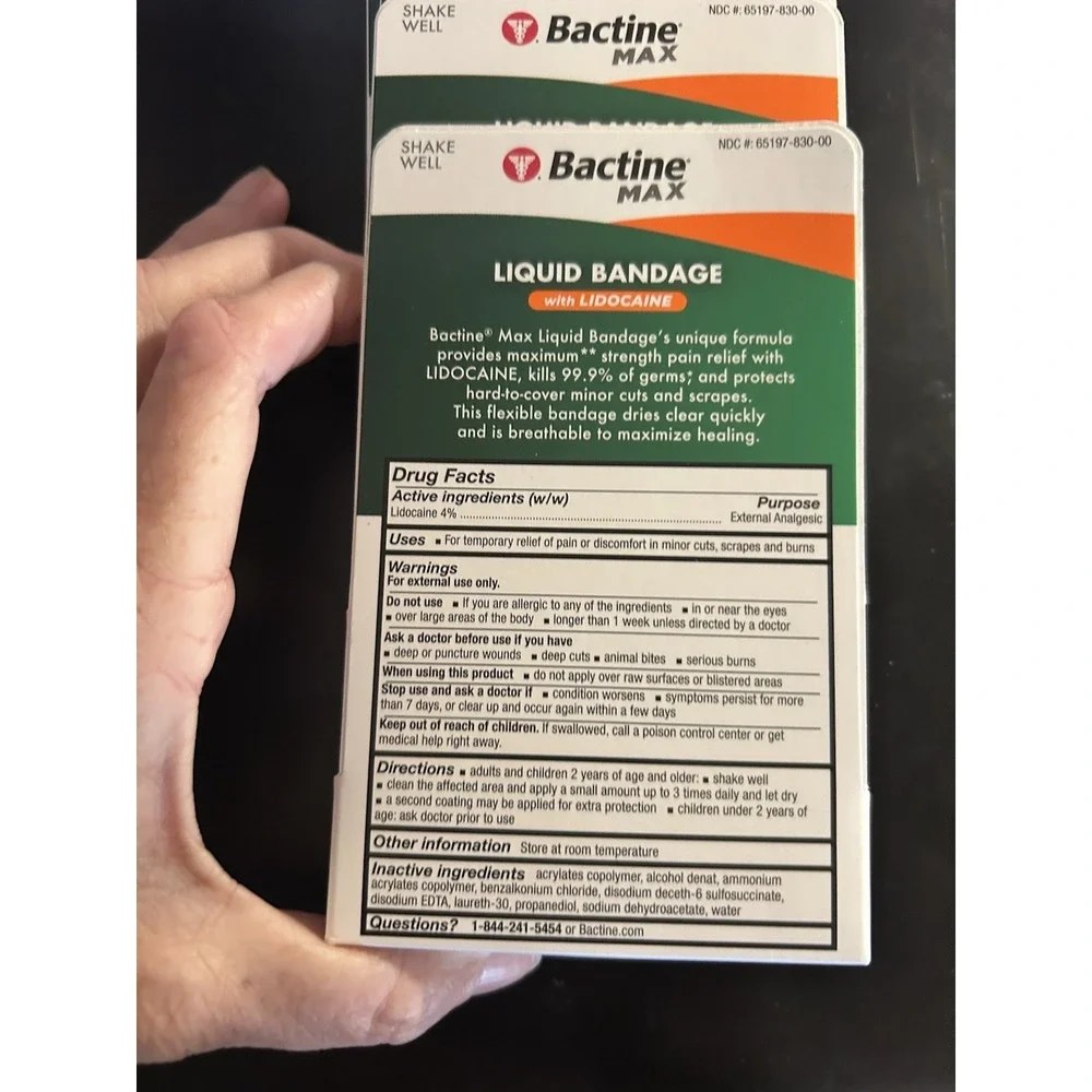Lot‎ Of 4 Bactine Max Liquid Bandage No Sting Pain Relief New